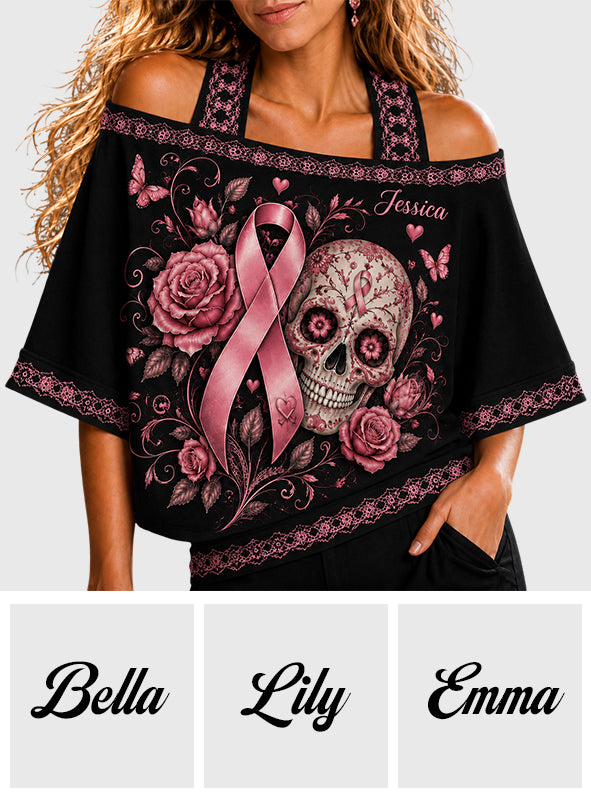 Breast Cancer Awareness - Personalized Breast Cancer Awareness Off-Shoulder Top Set