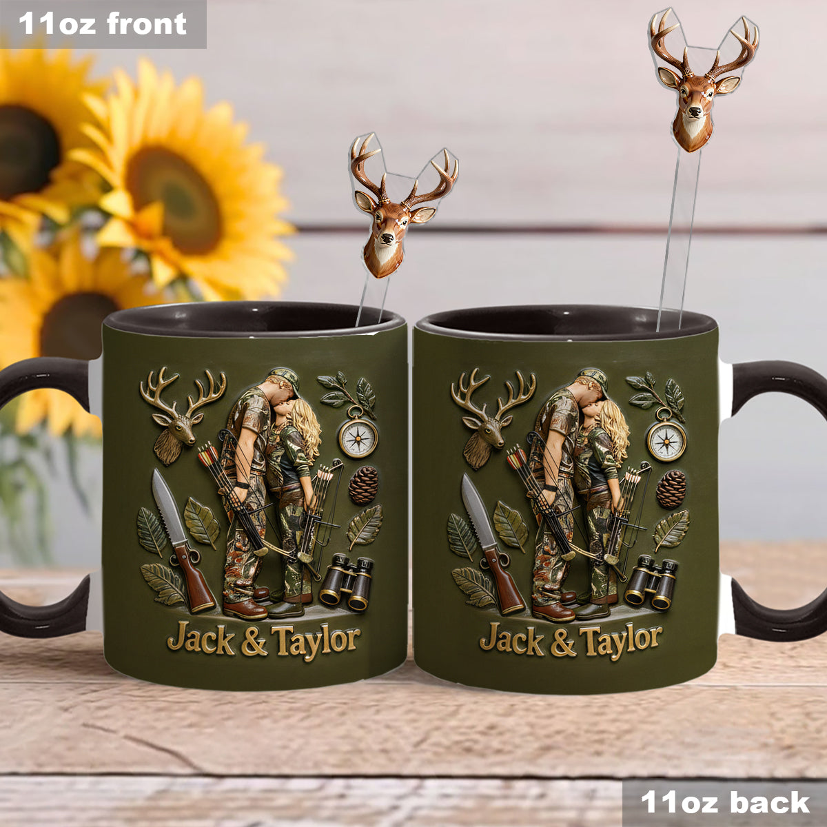 Mug personnalisé à partir de n'importe quelle photo - Coffret de chasse avec agitateurs en acrylique