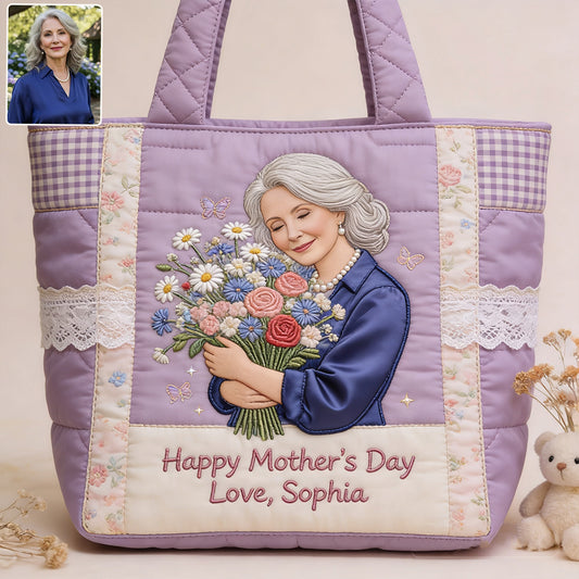 Custom Any Photo - Personalized Mother Quilted Tote Bag