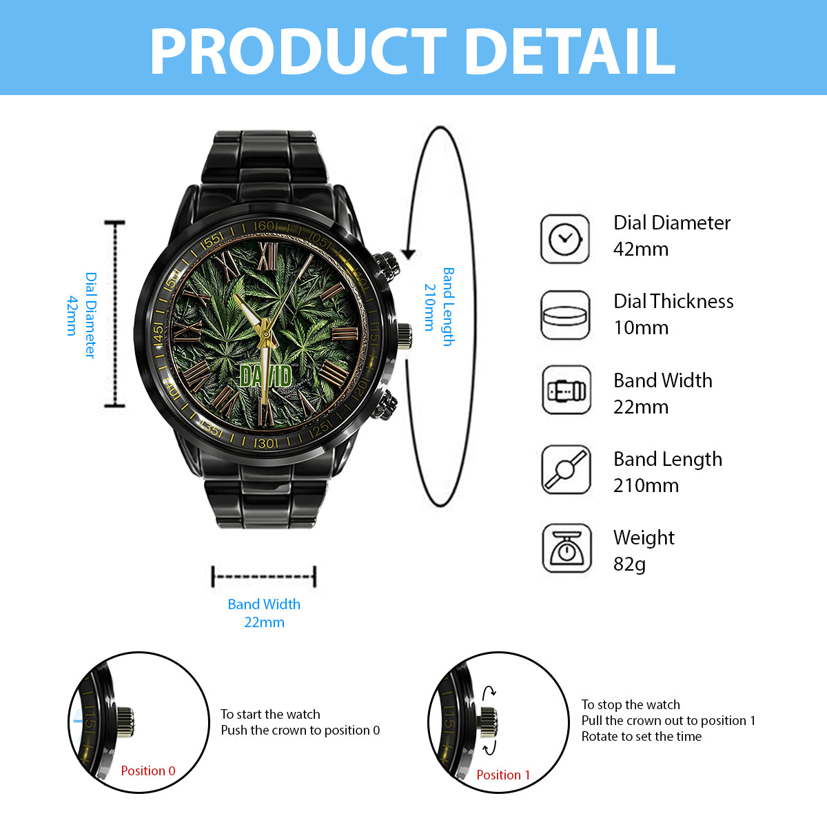 High Life - Montre-bracelet personnalisée pour les amateurs de cannabis