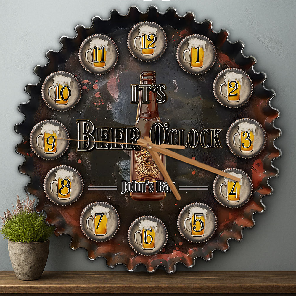 C'est l'heure de la bière ! - Horloge murale personnalisée à la bière