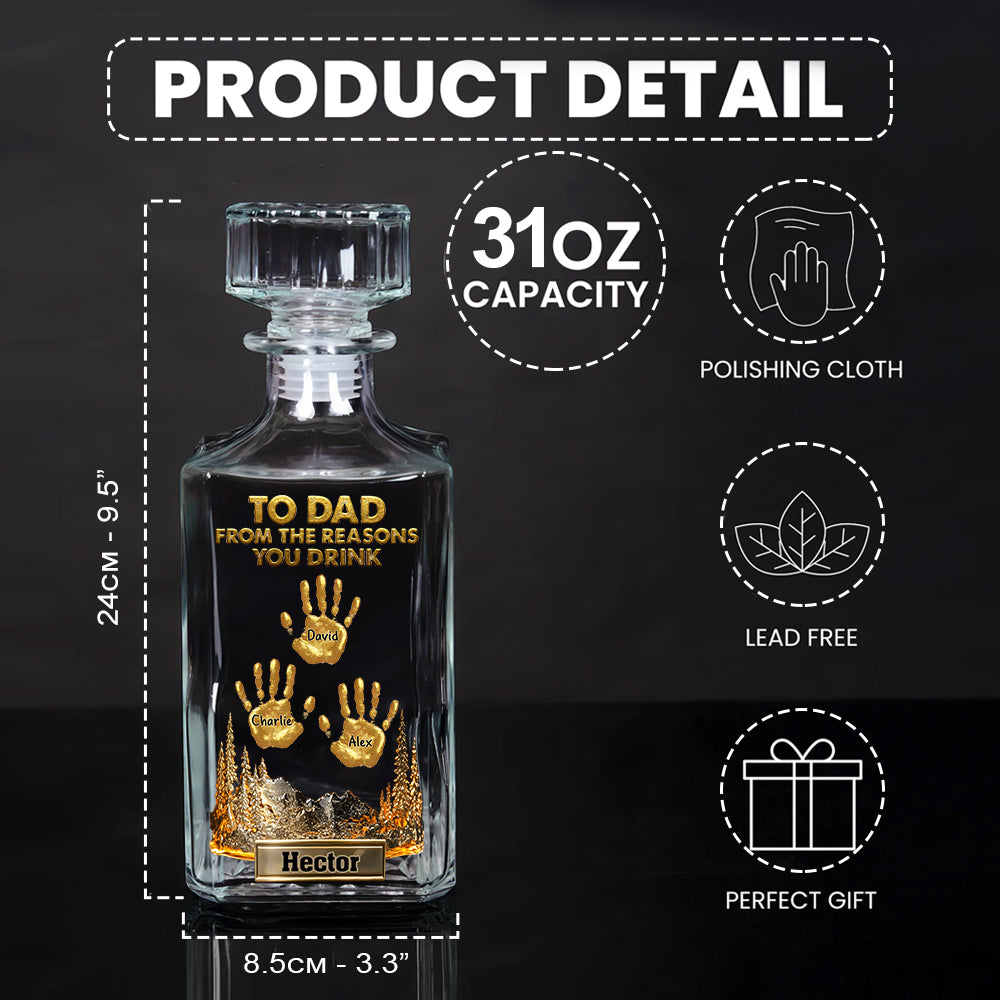 À papa, grand-père… Coffret carafe à whisky personnalisée « Les raisons pour lesquelles vous buvez »