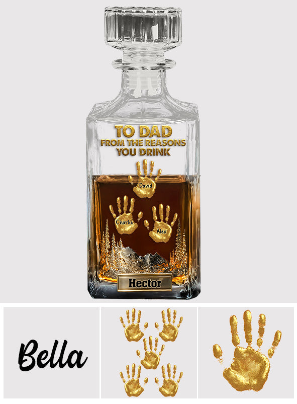 À papa, grand-père… Coffret carafe à whisky personnalisée « Les raisons pour lesquelles vous buvez »