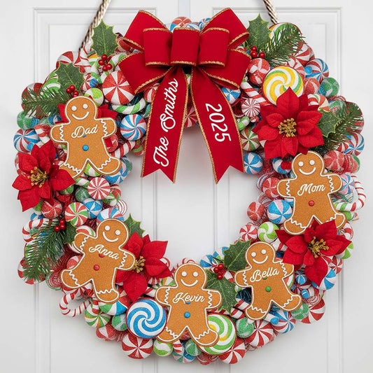 Famille en pain d'épice - Panneau en bois personnalisé en forme de famille