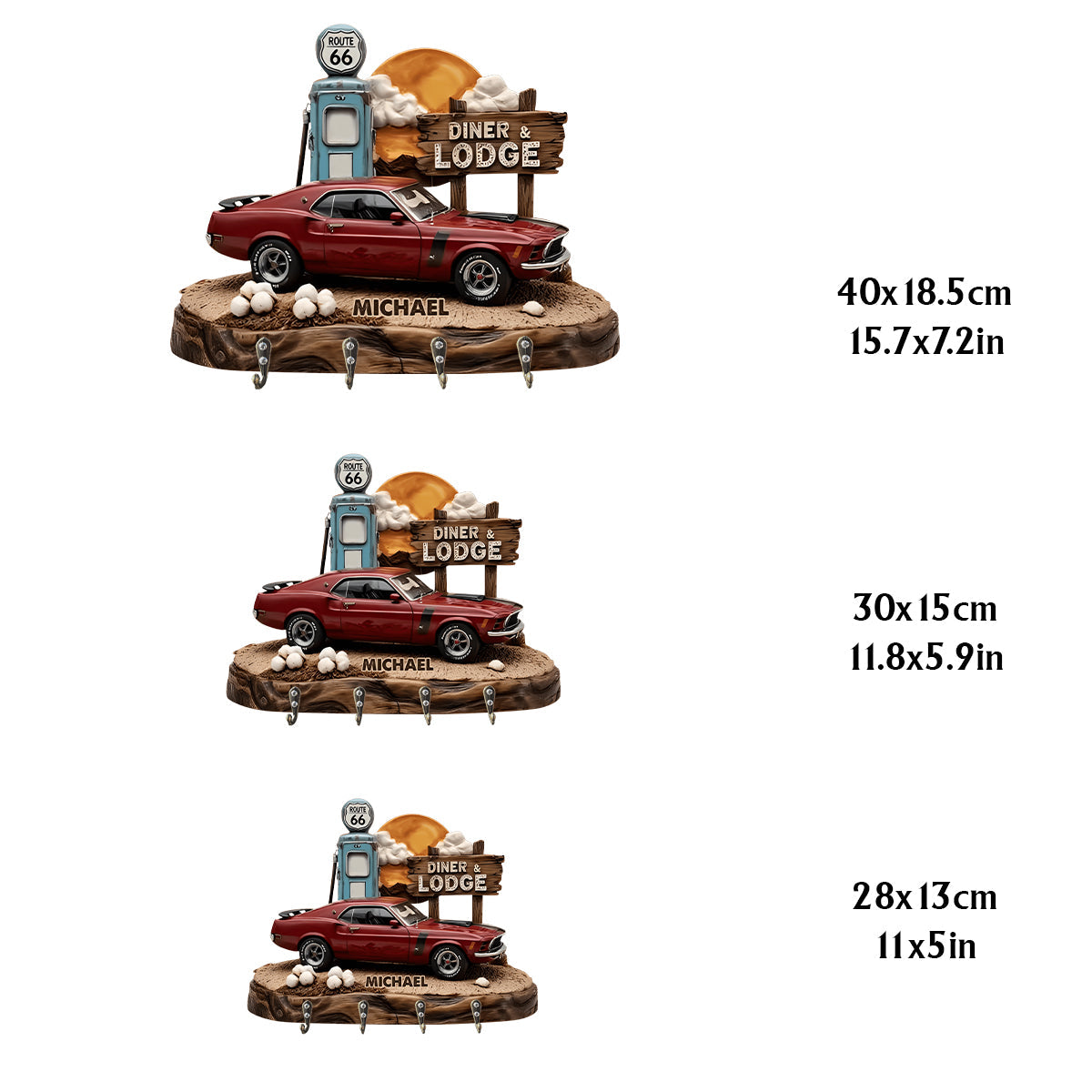 Route 66 - Support mural personnalisé pour passionnés de voitures