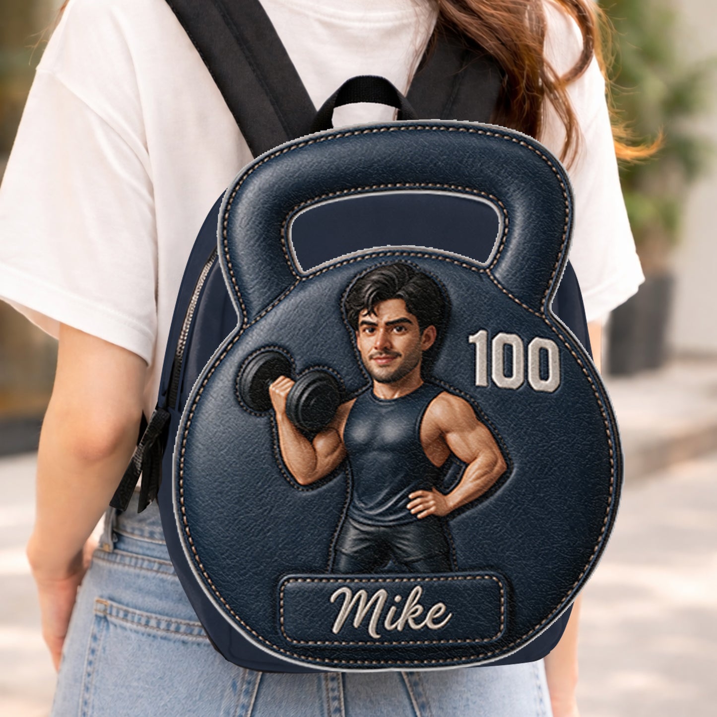 No Pain No Gain - Personalized Fitness Changeable Leather Patch Backpack