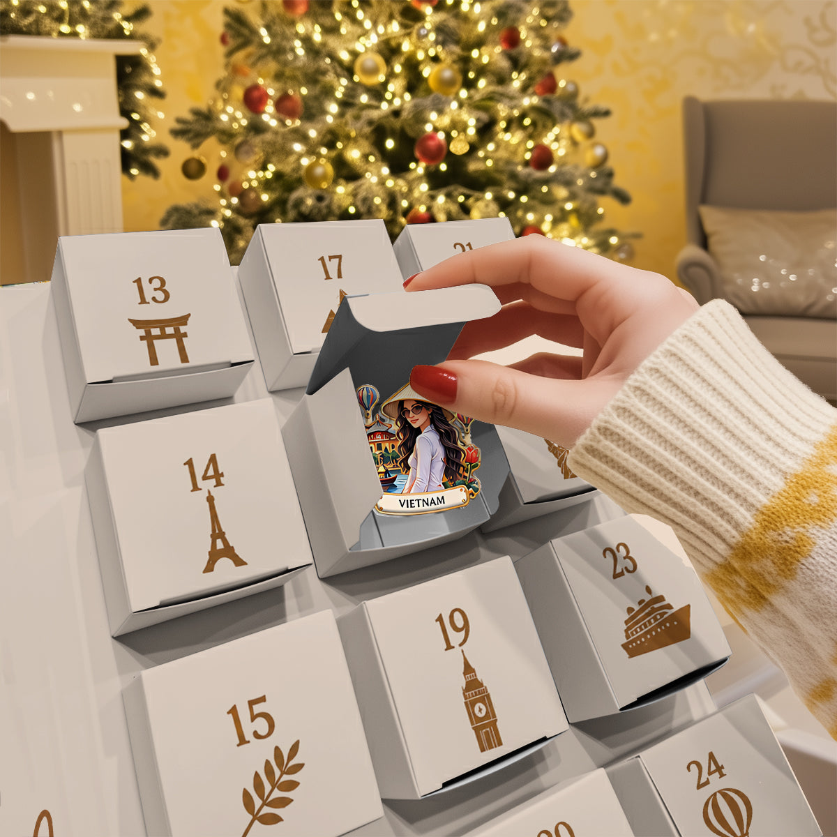 New Adventures Gift For Travelers - Personalized Travelling Advent Calendar Enamel Pin Set