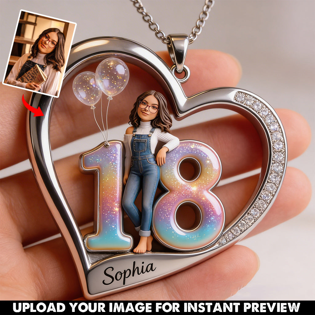 Custom Any Photo - Personalized Birthday Shaped Metal Pendant Necklace