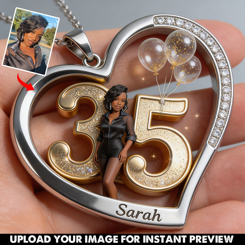 Custom Any Photo - Personalized Birthday Shaped Metal Pendant Necklace