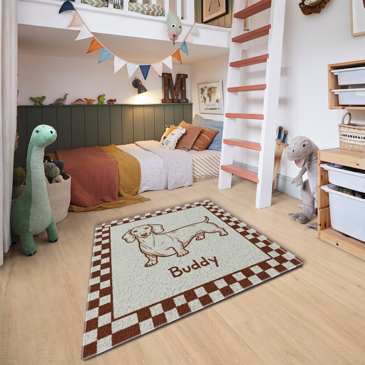 Tapis touffeté antidérapant personnalisé pour chien - Cadeau rétro et original pour animaux de compagnie - Motif minimaliste mal dessiné