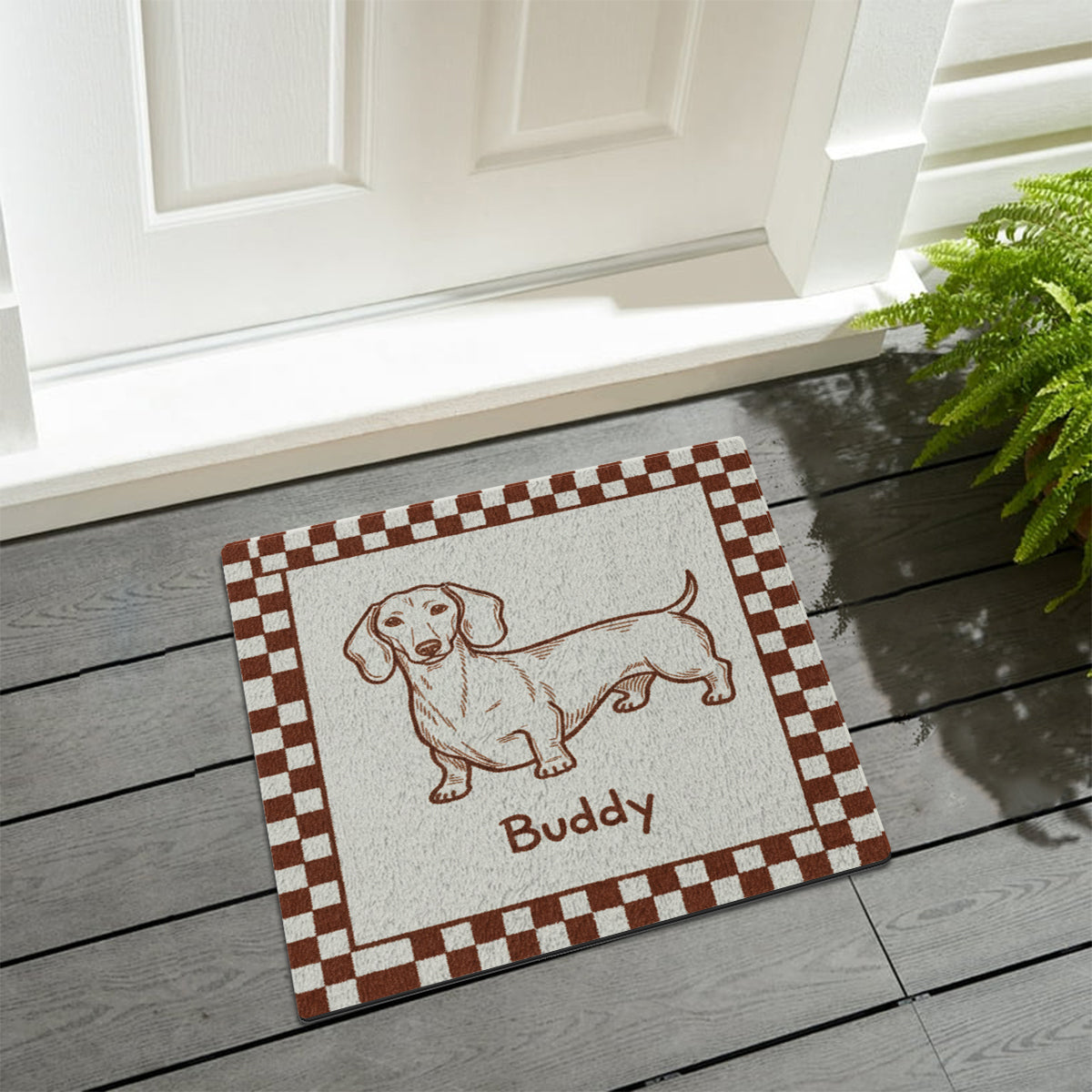 Tapis touffeté antidérapant personnalisé pour chien - Cadeau rétro et original pour animaux de compagnie - Motif minimaliste mal dessiné