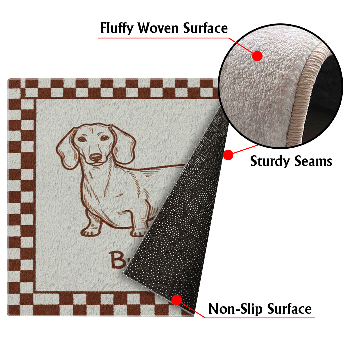 Tapis touffeté antidérapant personnalisé pour chien - Cadeau rétro et original pour animaux de compagnie - Motif minimaliste mal dessiné