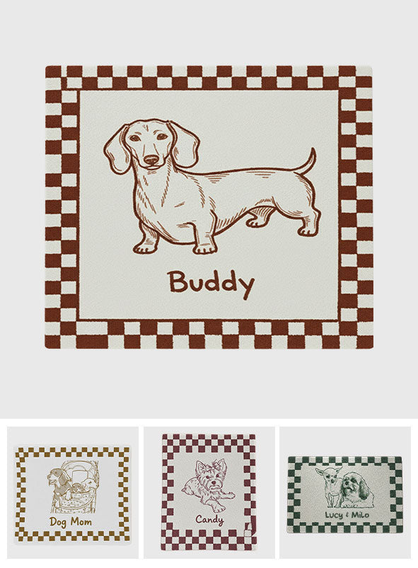 Tapis touffeté antidérapant personnalisé pour chien - Cadeau rétro et original pour animaux de compagnie - Motif minimaliste mal dessiné