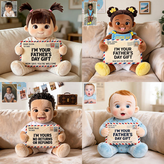 Coussin en Fourrure Synthétique Personnalisé pour Papa - Lettre Amusante