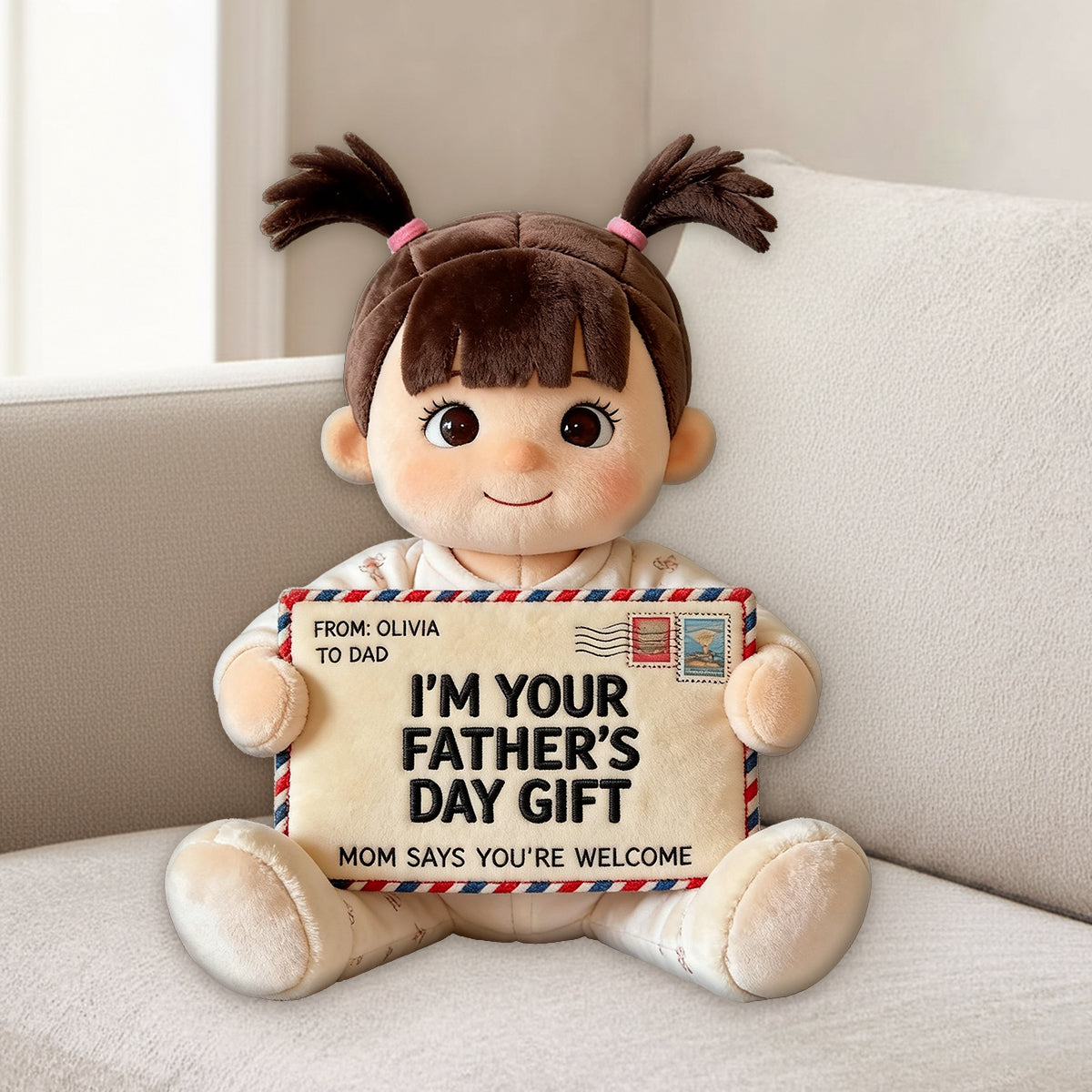 Coussin en Fourrure Synthétique Personnalisé pour Papa - Lettre Amusante