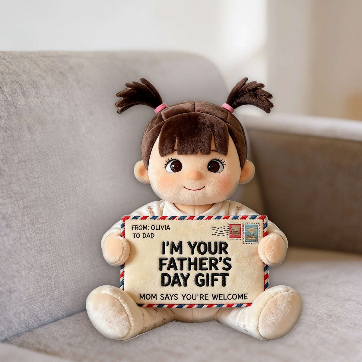 Coussin en Fourrure Synthétique Personnalisé pour Papa - Lettre Amusante
