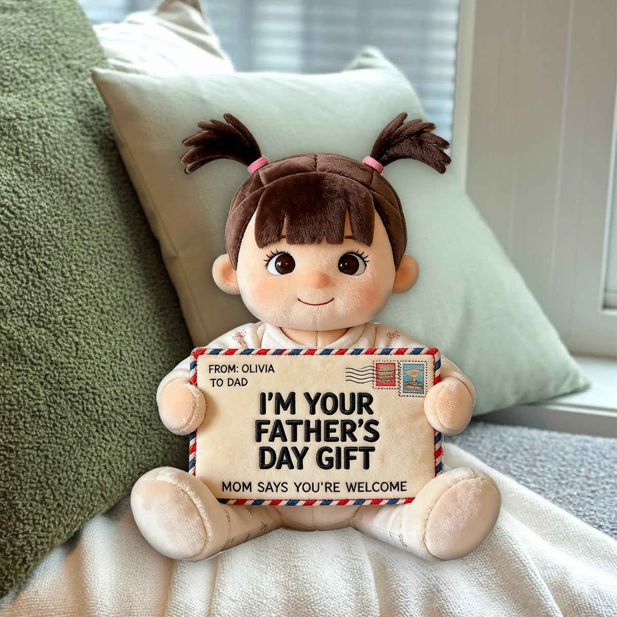 Coussin en Fourrure Synthétique Personnalisé pour Papa - Lettre Amusante