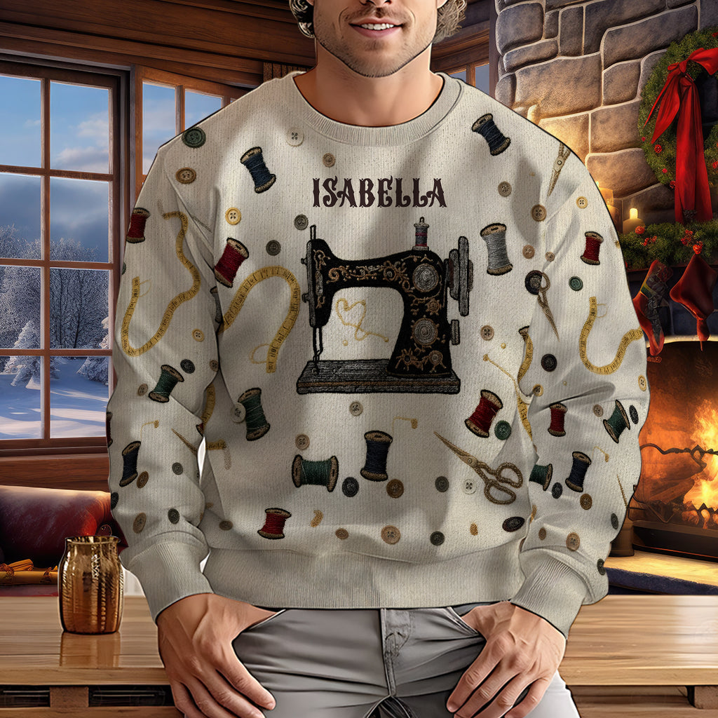 Machine à coudre confortable - Pull moche personnalisé à coudre