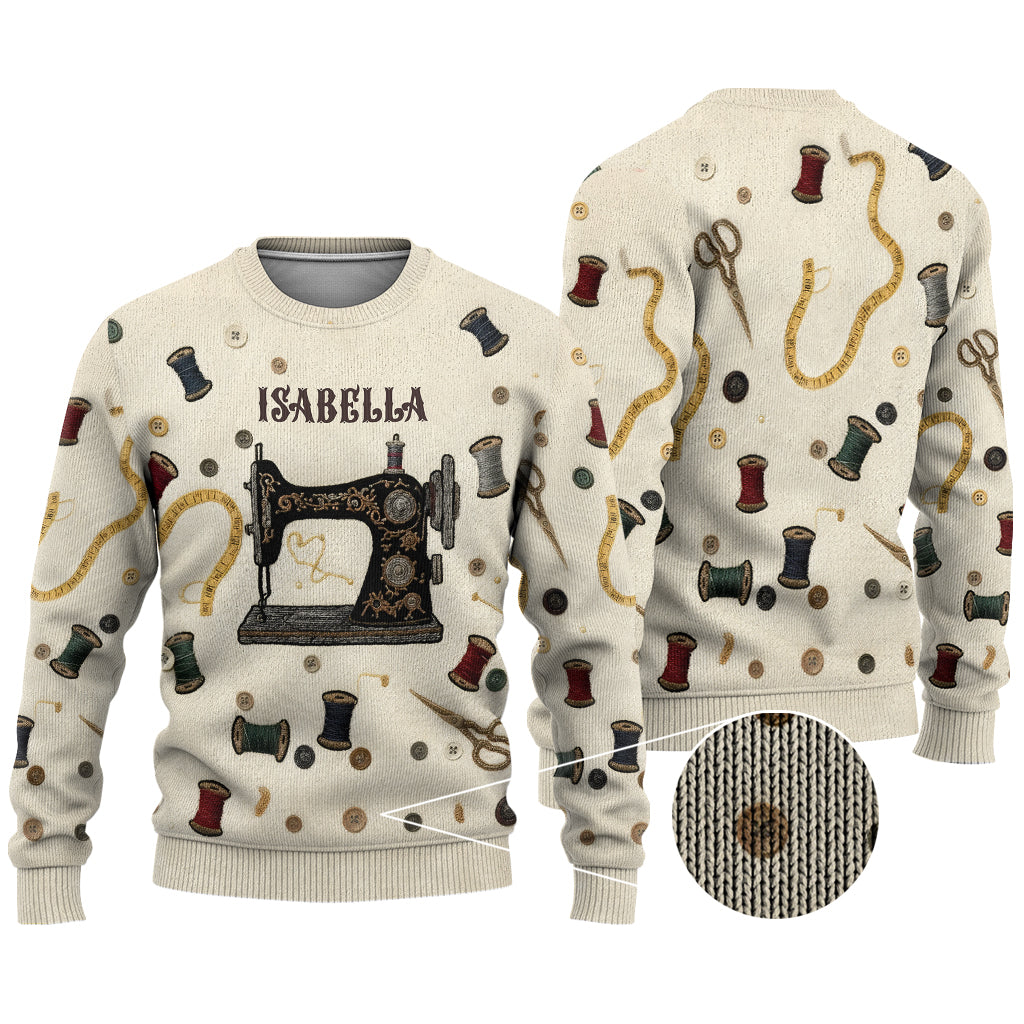 Machine à coudre confortable - Pull moche personnalisé à coudre