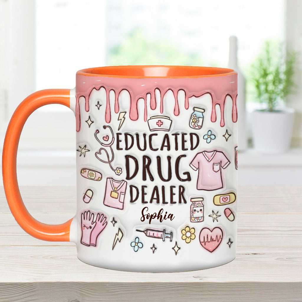 Mug personnalisé « Trafiquant de drogue instruit » avec accent infirmier