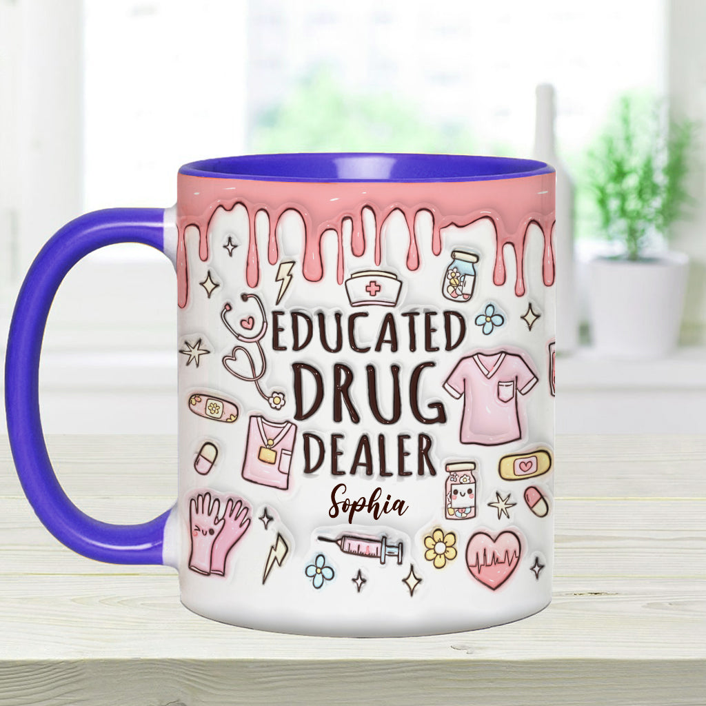 Mug personnalisé « Trafiquant de drogue instruit » avec accent infirmier