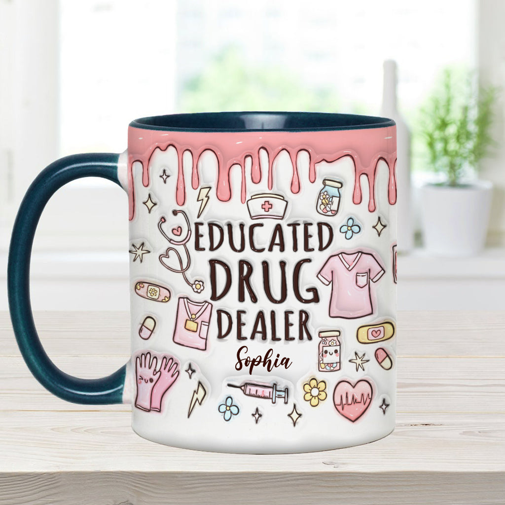 Mug personnalisé « Trafiquant de drogue instruit » avec accent infirmier