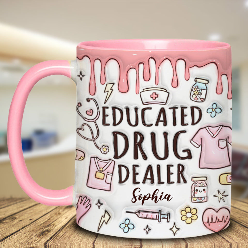 Mug personnalisé « Trafiquant de drogue instruit » avec accent infirmier