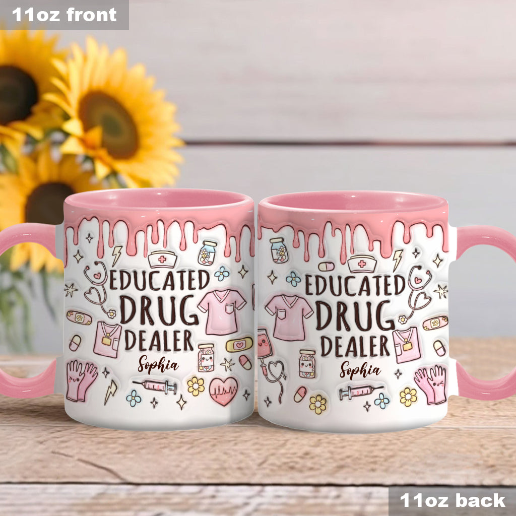 Mug personnalisé « Trafiquant de drogue instruit » avec accent infirmier
