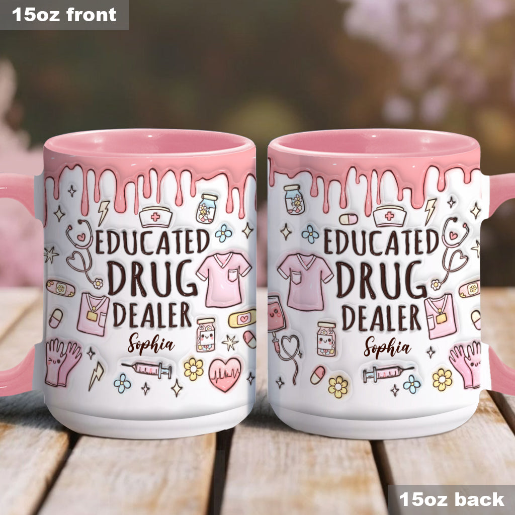 Mug personnalisé « Trafiquant de drogue instruit » avec accent infirmier