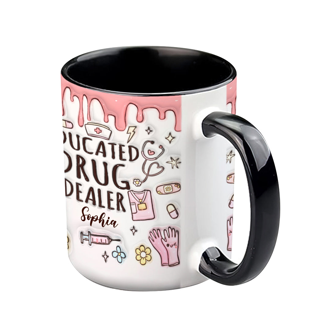 Mug personnalisé « Trafiquant de drogue instruit » avec accent infirmier