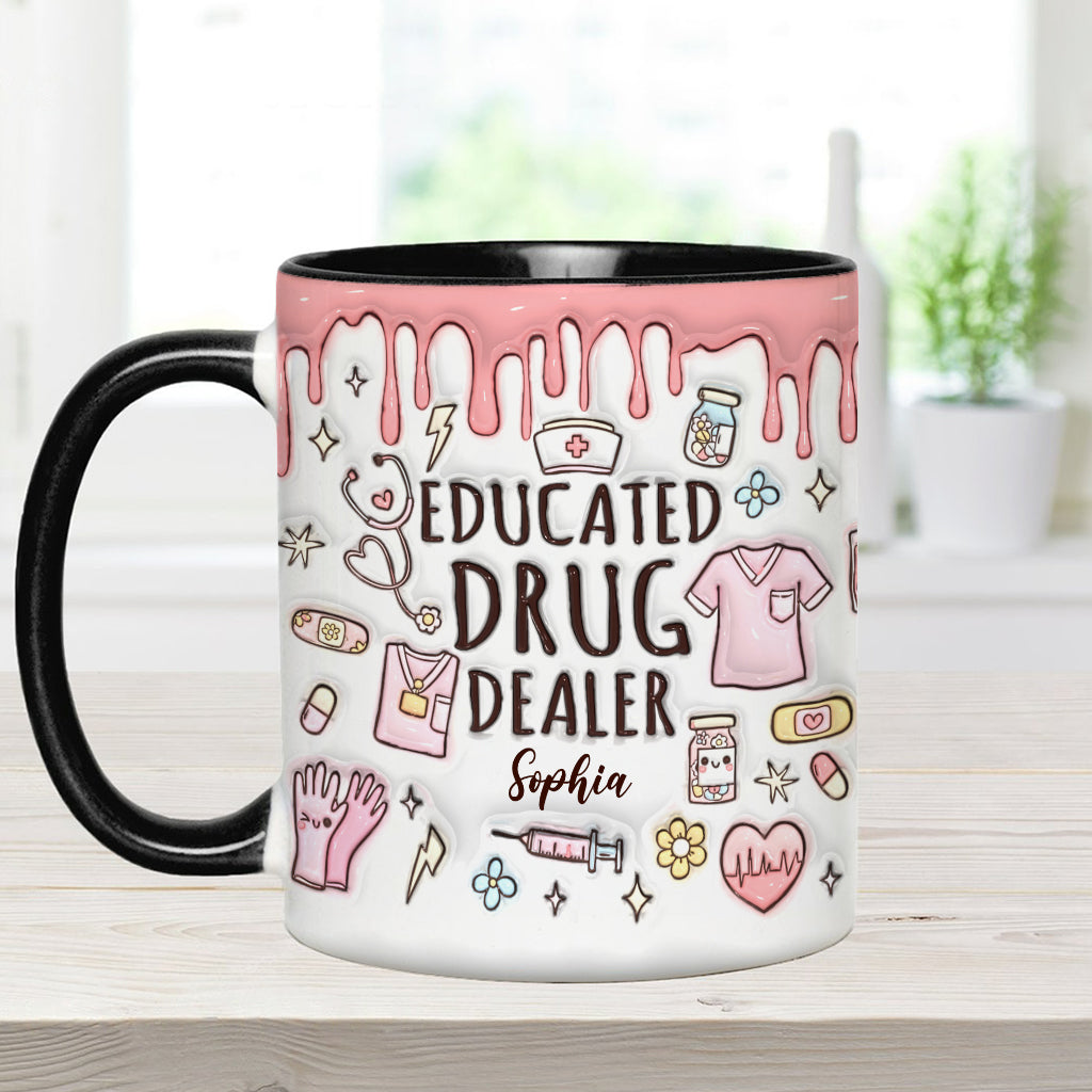 Mug personnalisé « Trafiquant de drogue instruit » avec accent infirmier