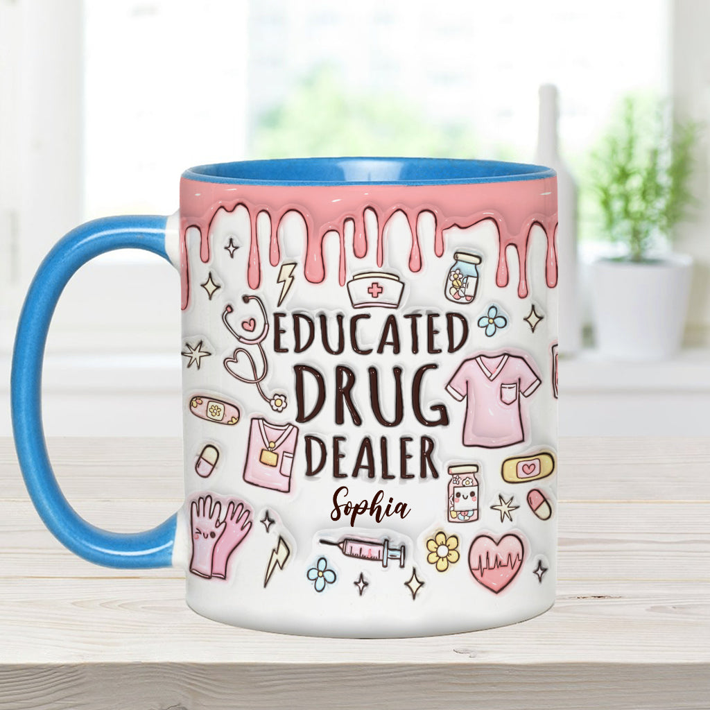 Mug personnalisé « Trafiquant de drogue instruit » avec accent infirmier