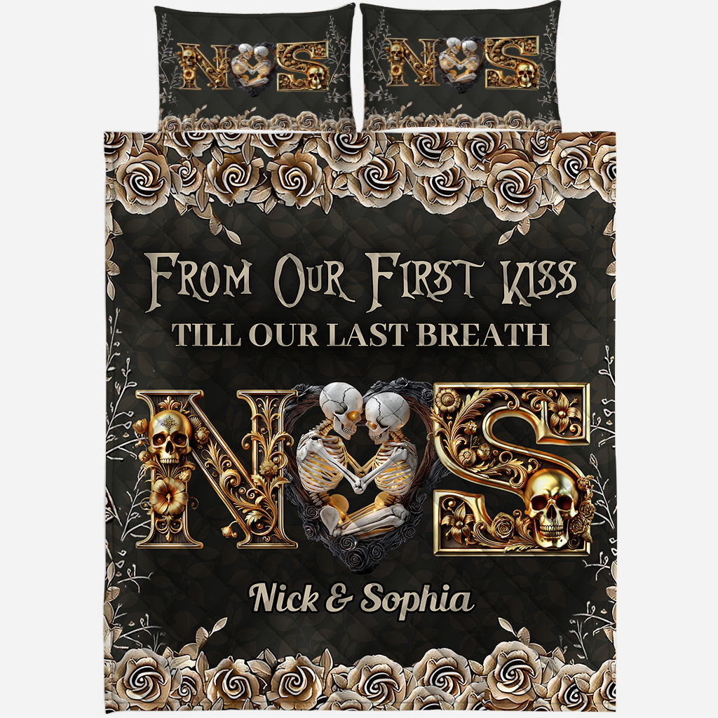 De notre premier baiser - Ensemble de courtepointes personnalisé pour couple