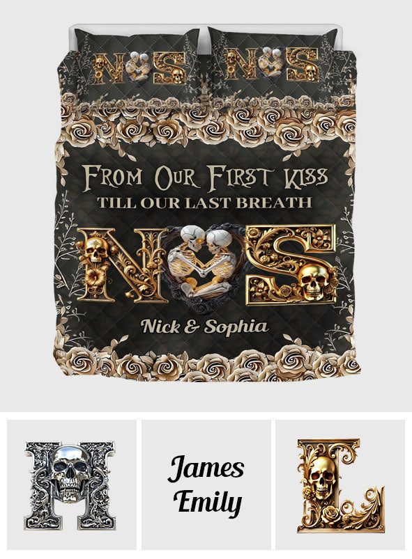 De notre premier baiser - Ensemble de courtepointes personnalisé pour couple