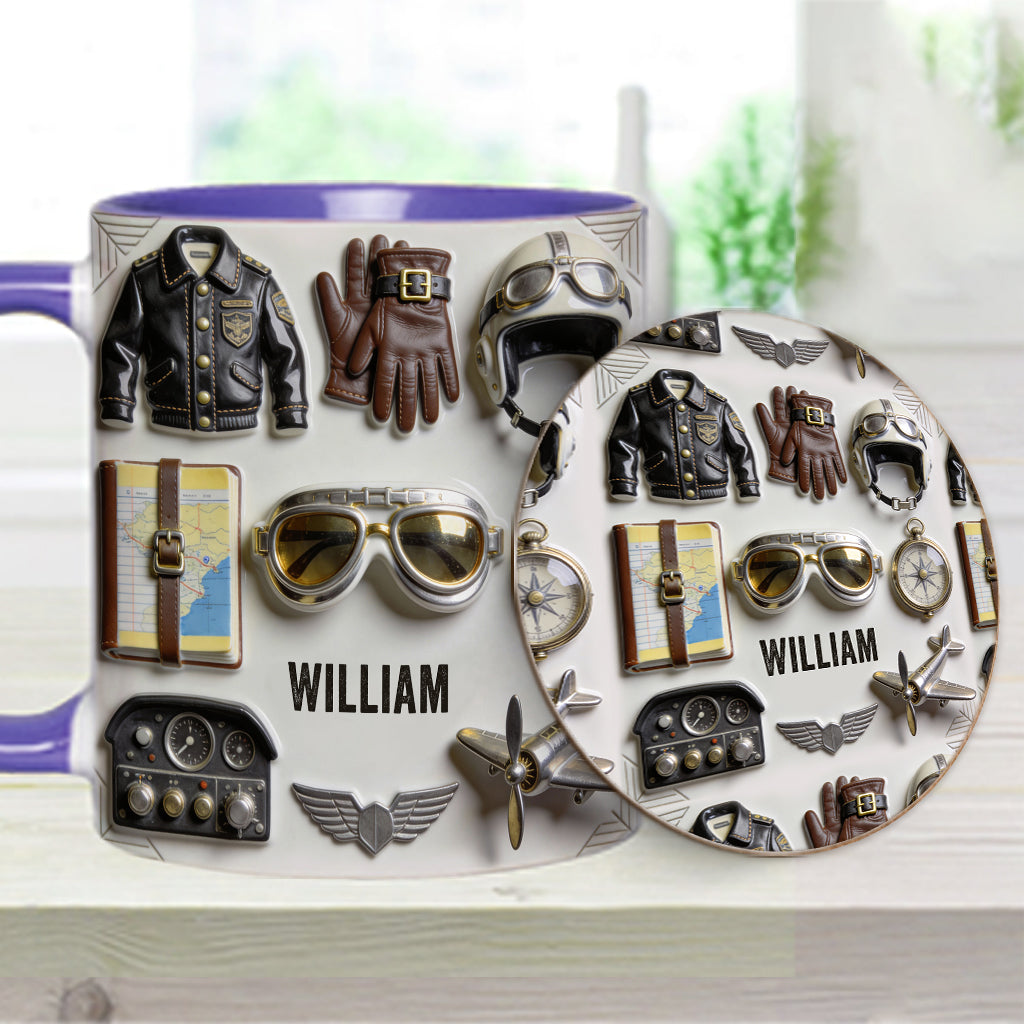 Goûtez à Voler - Mug et sous-verre personnalisés avec accent pilote