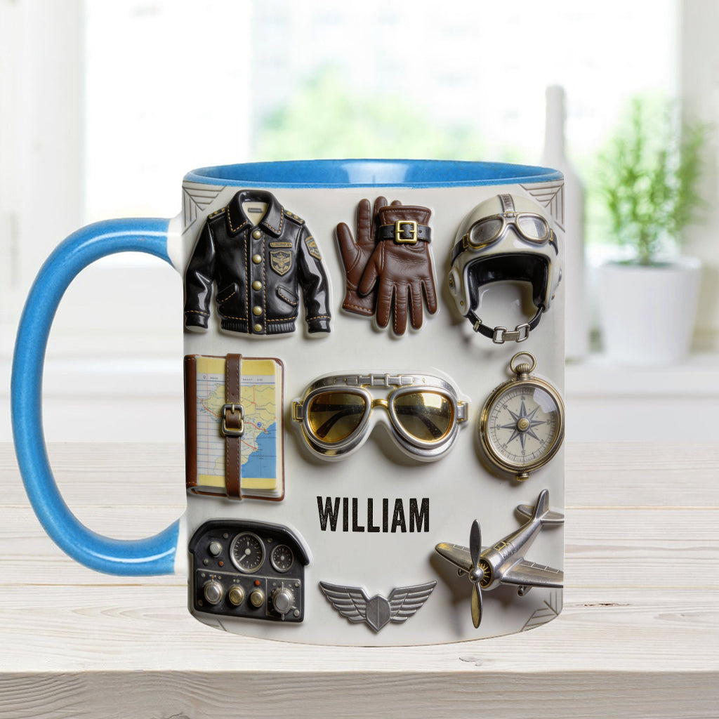 Goûtez à Voler - Mug et sous-verre personnalisés avec accent pilote