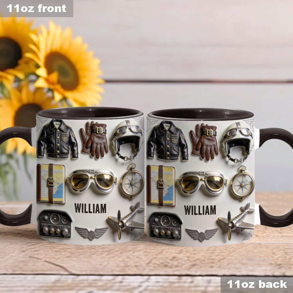 Goûtez à Voler - Mug et sous-verre personnalisés avec accent pilote