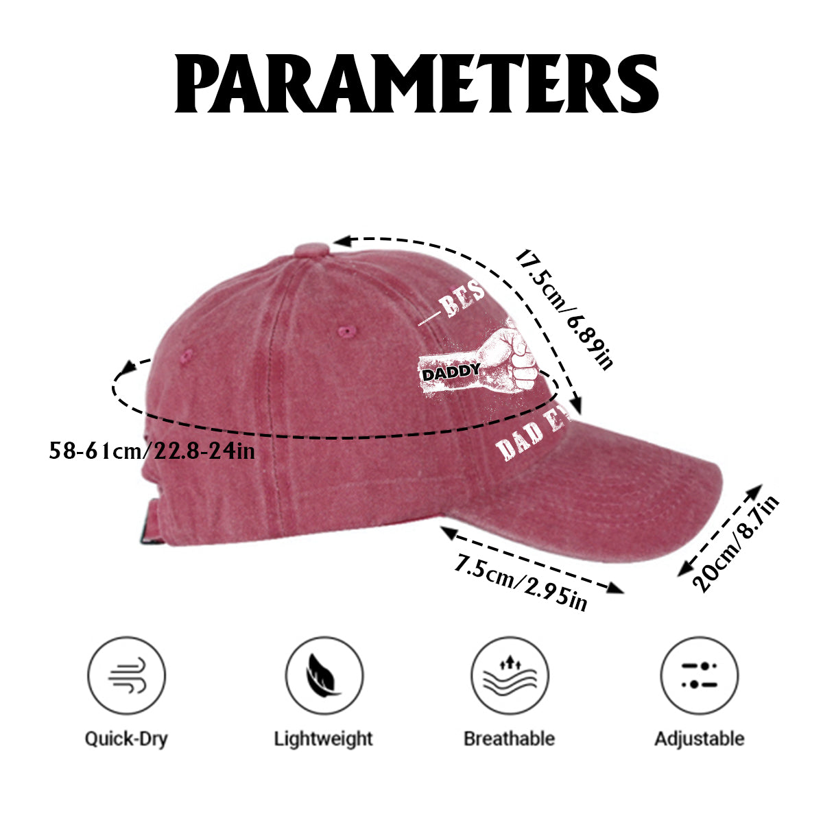 Meilleur papa du monde - Casquette en jean délavée personnalisée