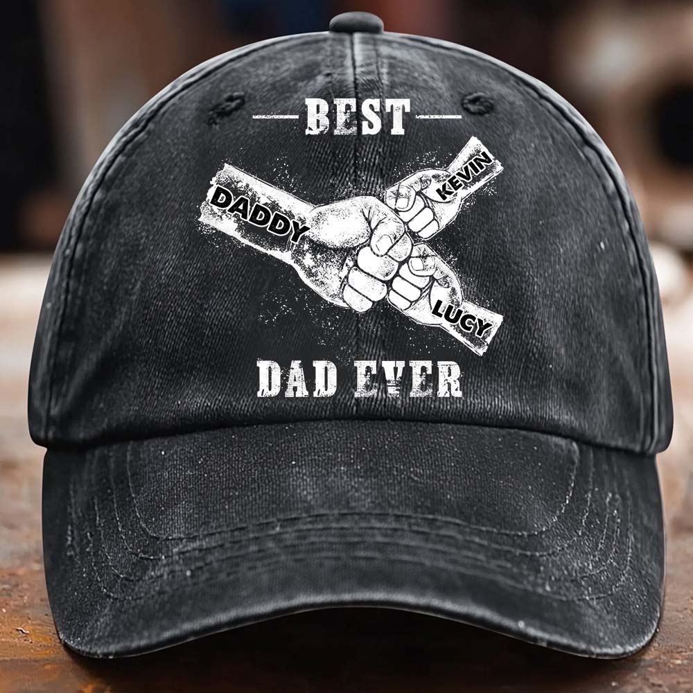 Meilleur papa du monde - Casquette en jean délavée personnalisée