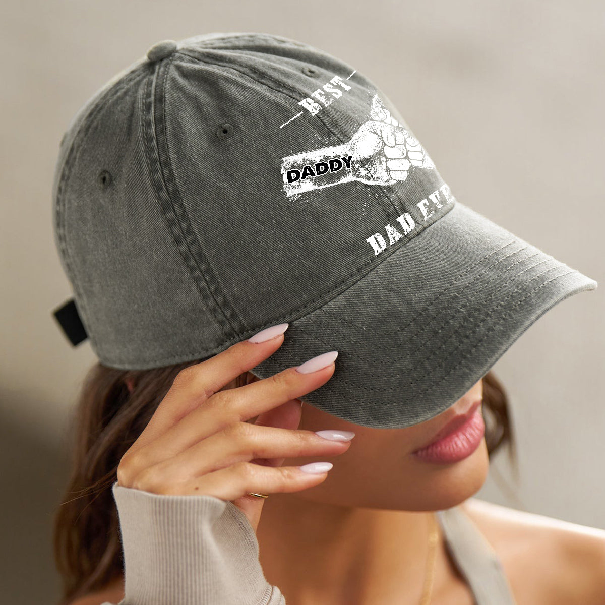 Meilleur papa du monde - Casquette en jean délavée personnalisée