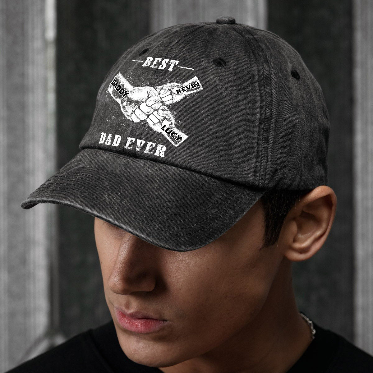 Meilleur papa du monde - Casquette en jean délavée personnalisée