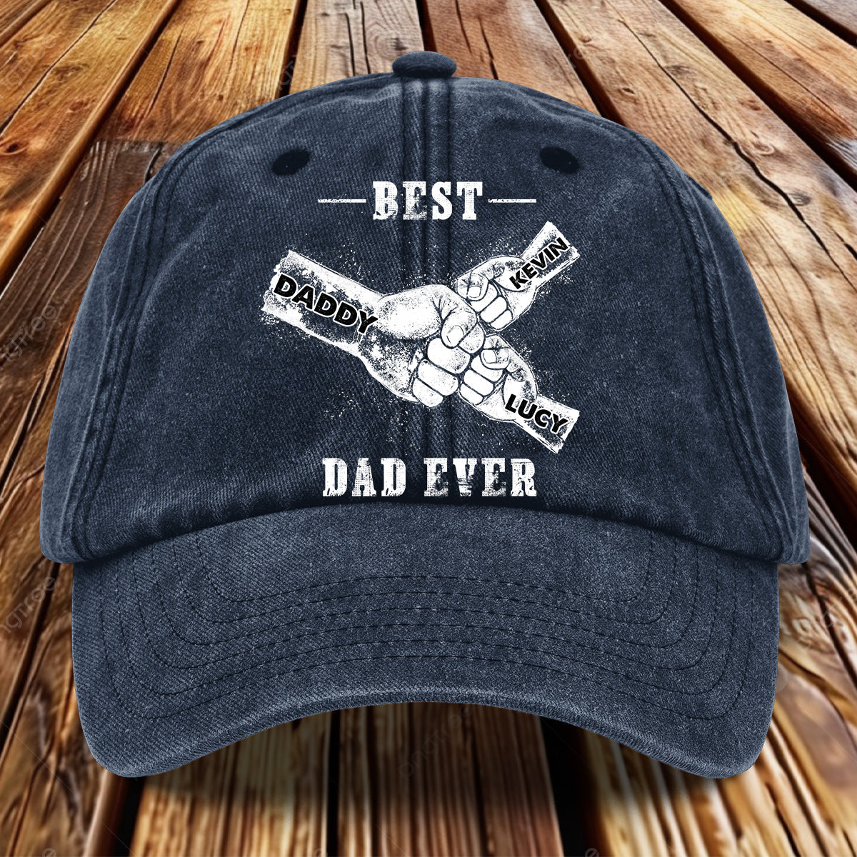 Meilleur papa du monde - Casquette en jean délavée personnalisée