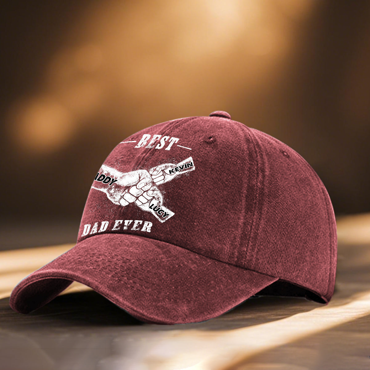 Meilleur papa du monde - Casquette en jean délavée personnalisée