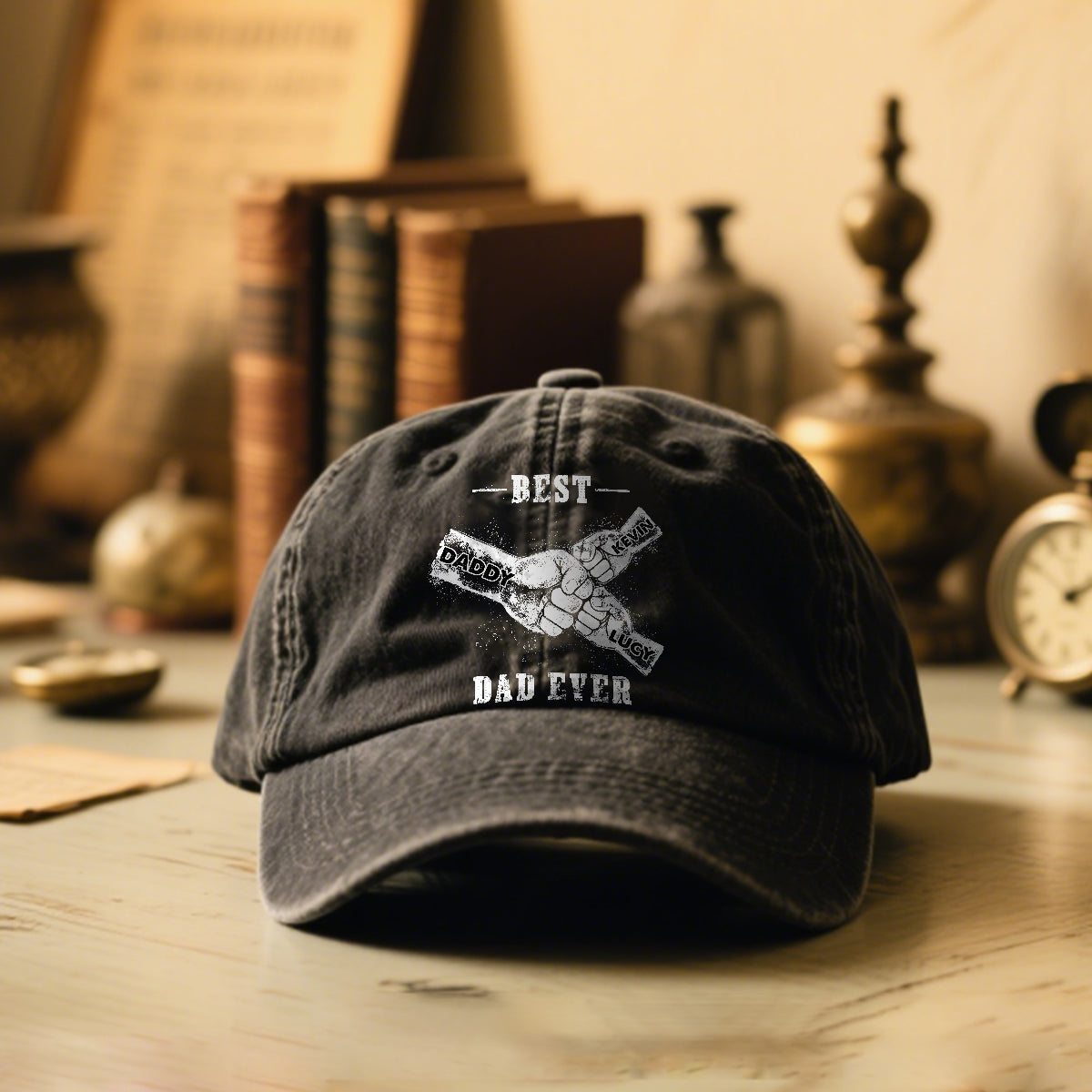 Meilleur papa du monde - Casquette en jean délavée personnalisée