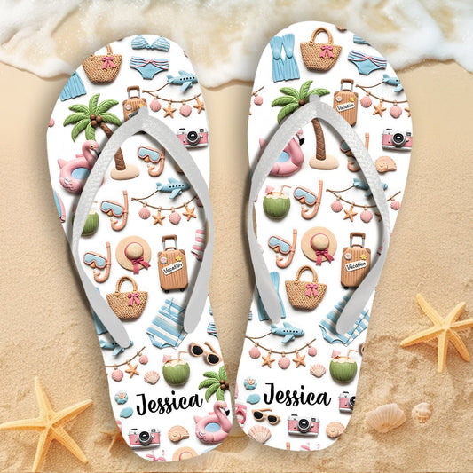 Beach Lovin' Girl - Personalized Sea Lover Flip Flops