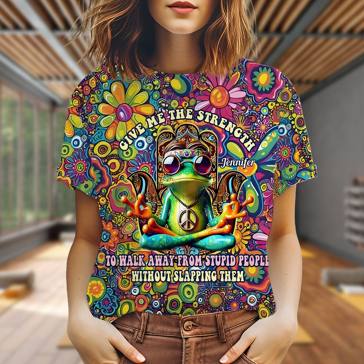Donne-moi la force de m'éloigner des imbéciles - T-shirt hippie personnalisé