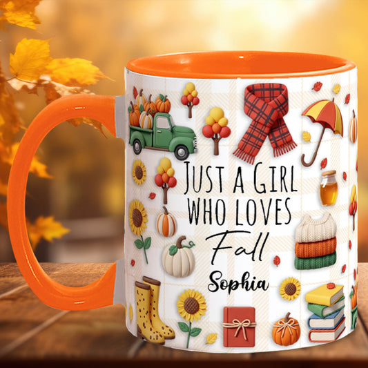 Mug personnalisé « Juste une fille qui adore l’automne »
