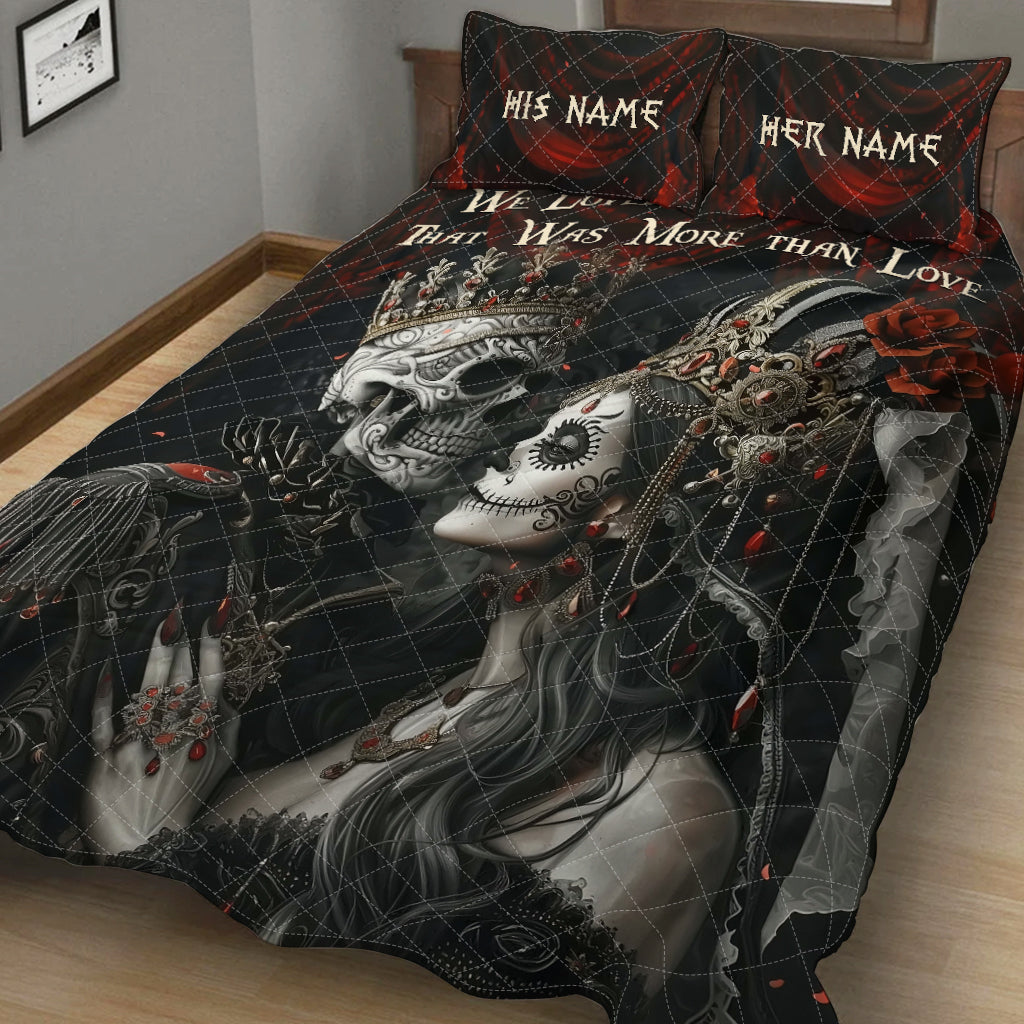 Nous nous sommes aimés d'un amour qui était plus que de l'amour - Ensemble de courtepointe personnalisé pour couple