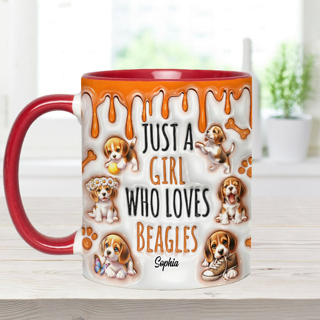 Mug personnalisé « Juste une fille qui adore les beagles »