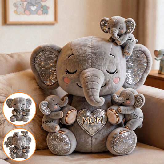 Cute Elephant Mom - Personalized Mother Premium Faux Fur Pillow